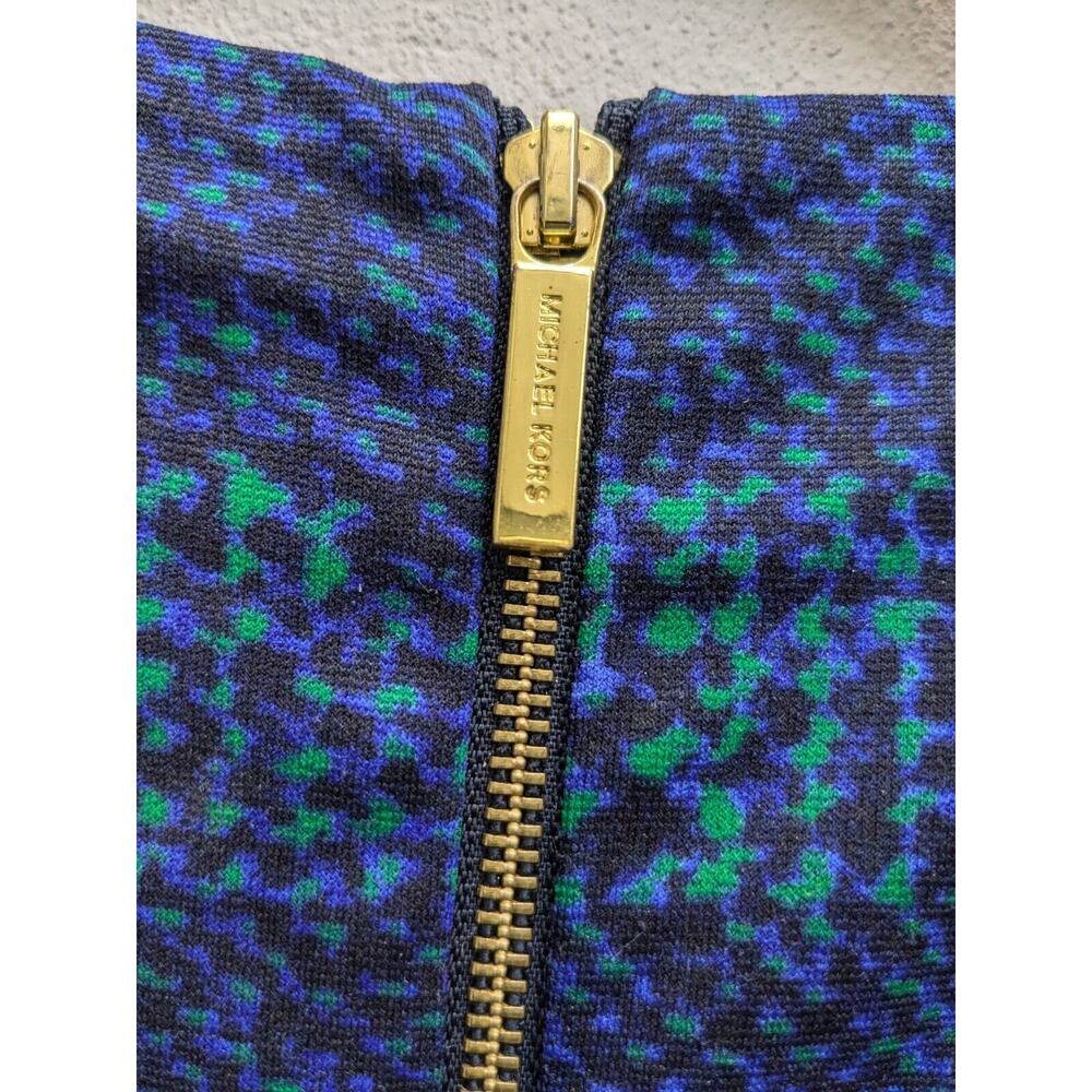 Michael Kors Women's Mini Dress Black Green Blue Paisley MK Size 14 Petite - Picture 3 of 8